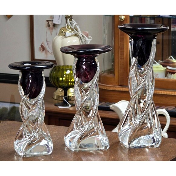 LaChausse Studio Glass Candlestick Trio – Francis Le Salle, New Orleans (NOLA) - Picture 8 of 12